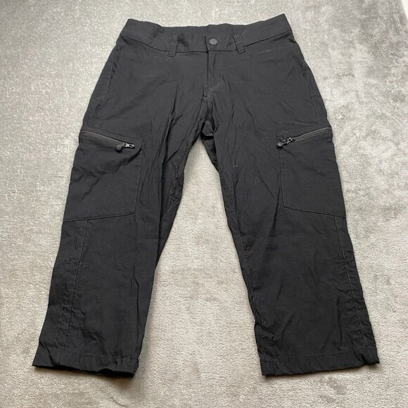 WindRiver Capri Pants Women's 8 Black Nylon Stretch Zipper Cargo Pockets Outdoor - Picture 1 of 11